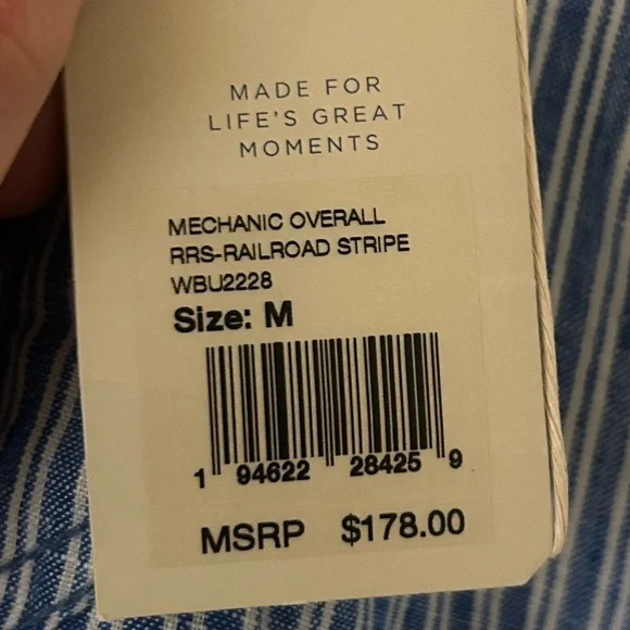 NWT Faherty Linen Mechanic Overall In Railroad Stripe - Medium - Picture 6 of 7